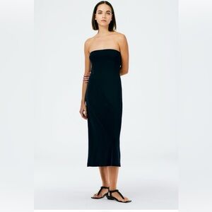 Strapless Black Midi Dress - Classic Evening Style